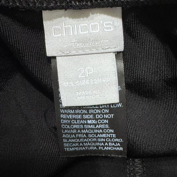 Chicos Travelers Pants Womens 2P US12/14P Black Naia Stretch Straight PullOn - Picture 2 of 13